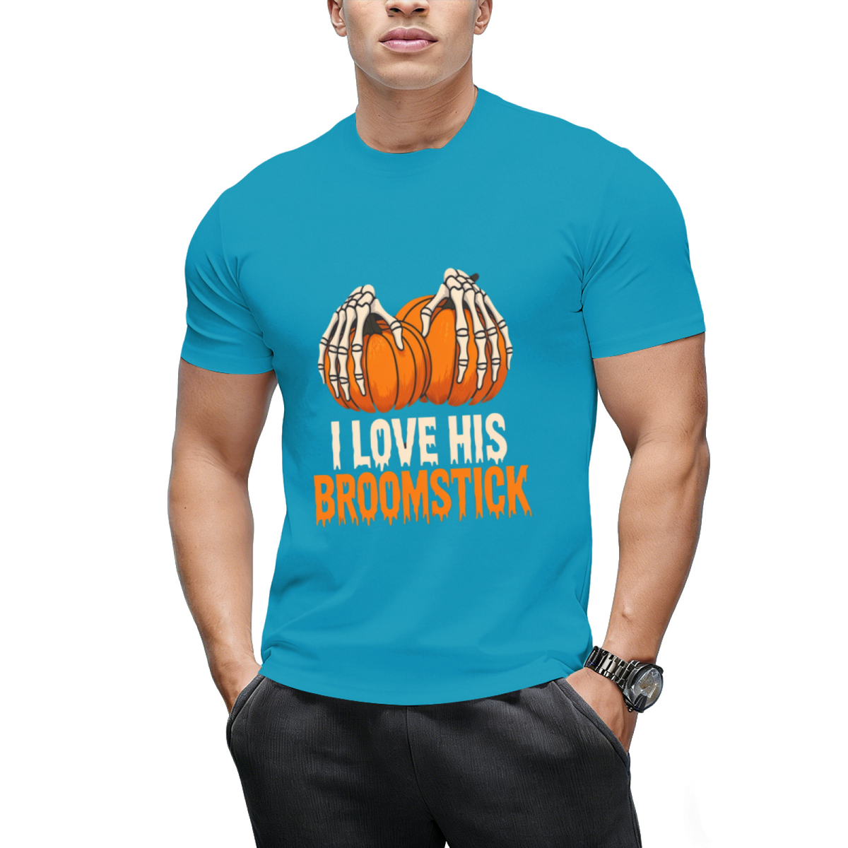 Broomstick Funny Halloween Couples T-Shirt