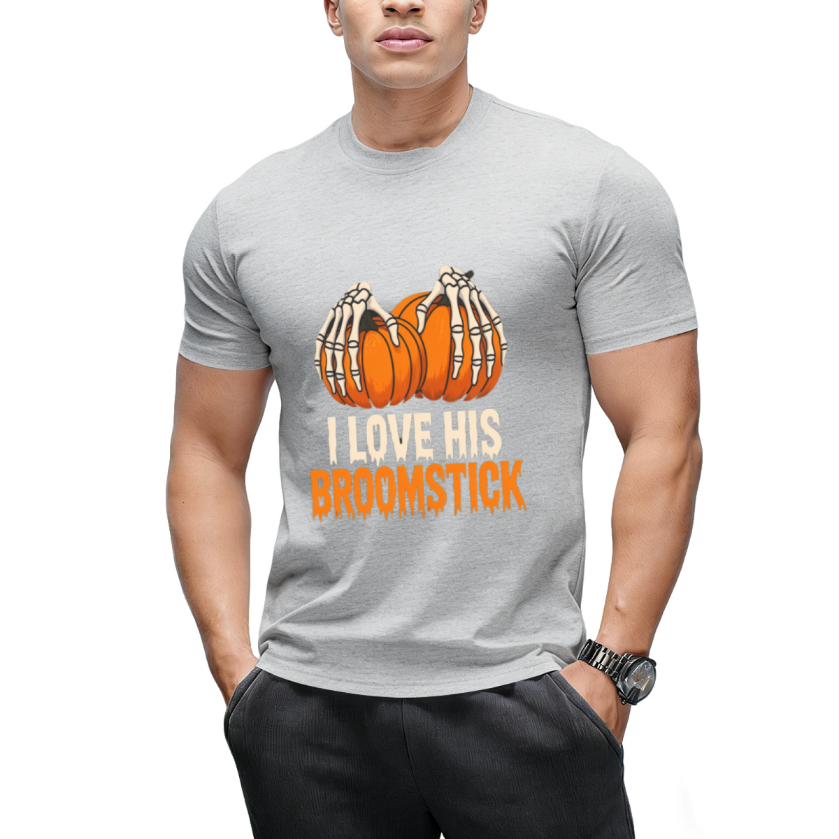 Broomstick Funny Halloween Couples T-Shirt