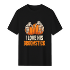 Broomstick Funny Halloween Couples T-Shirt
