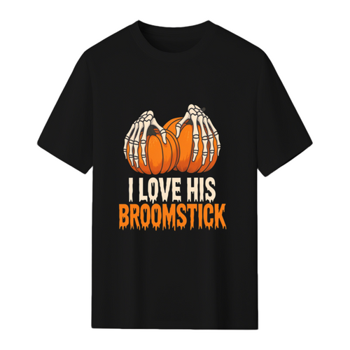 Broomstick Funny Halloween Couples T-Shirt