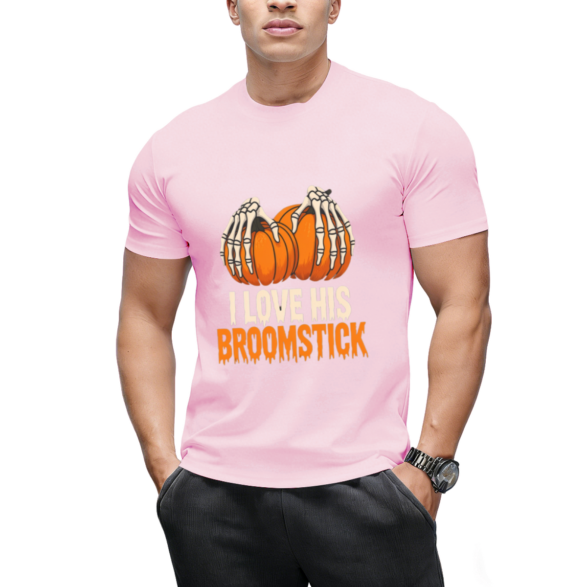Broomstick Funny Halloween Couples T-Shirt