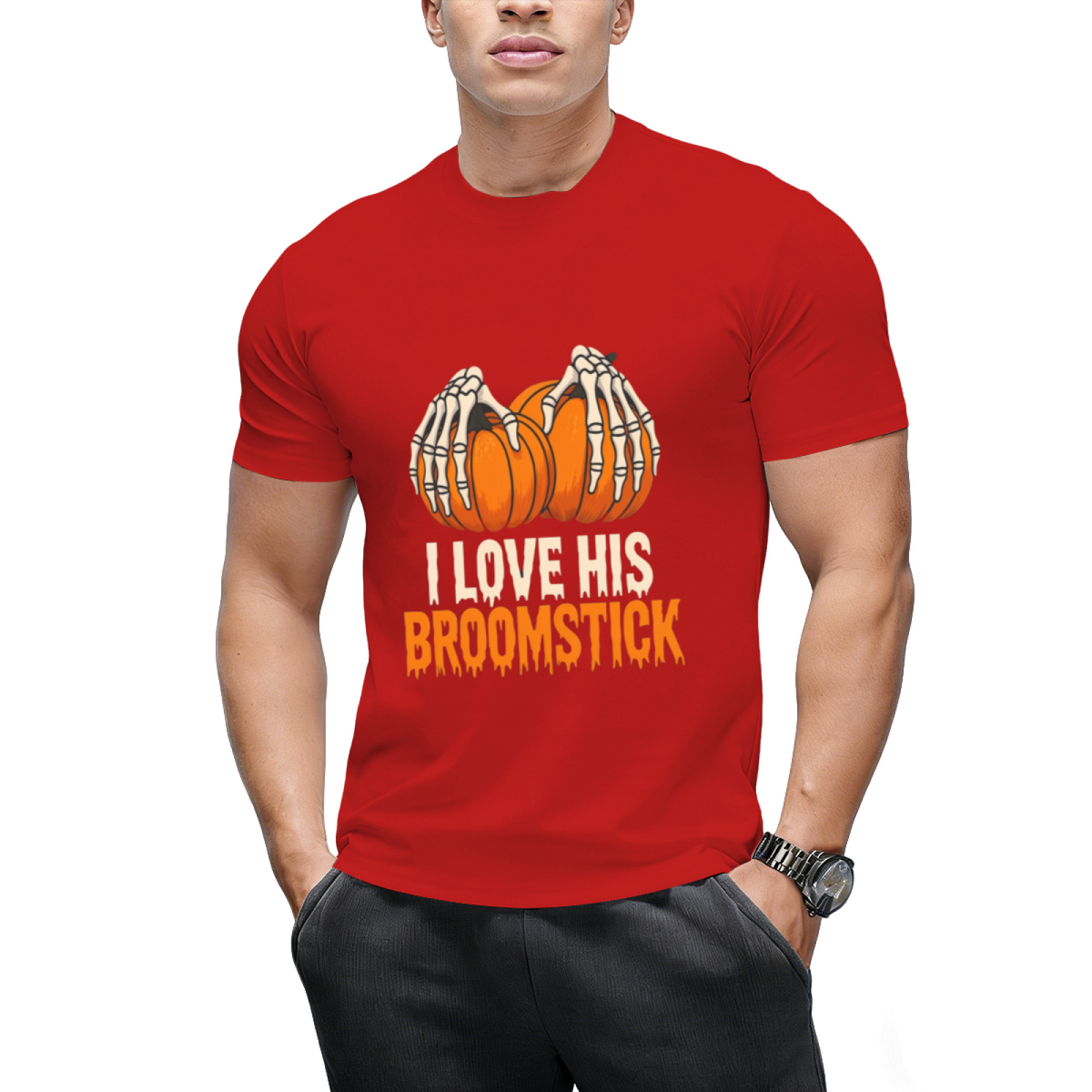Broomstick Funny Halloween Couples T-Shirt