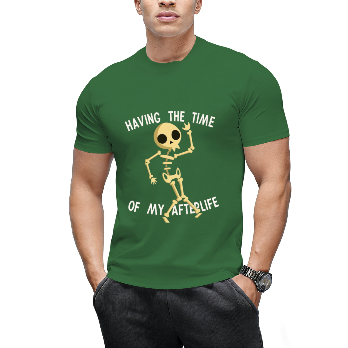 Funny Skeleton Halloween Having The Time Of My Afterlife T-Shirt