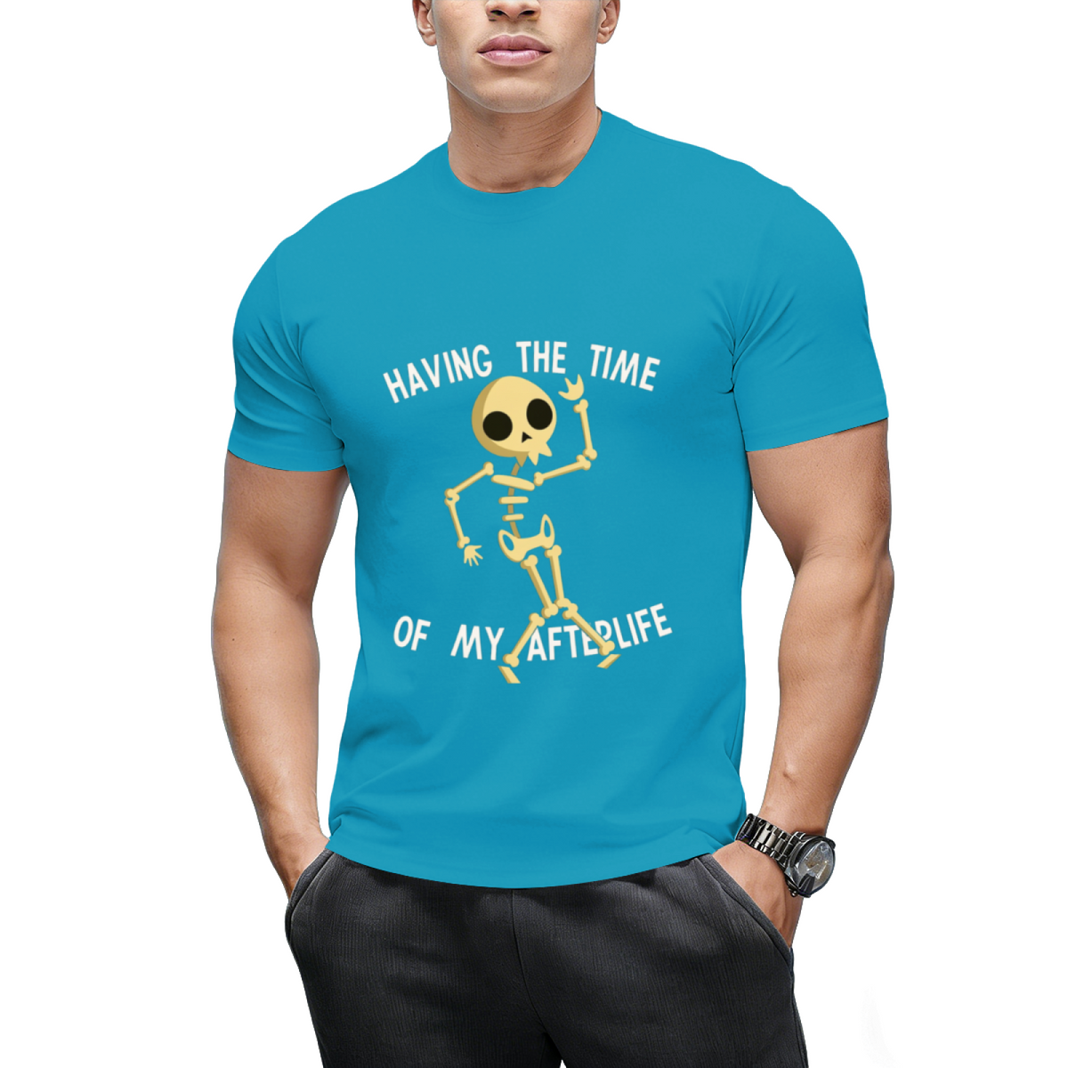 Funny Skeleton Halloween Having The Time Of My Afterlife T-Shirt