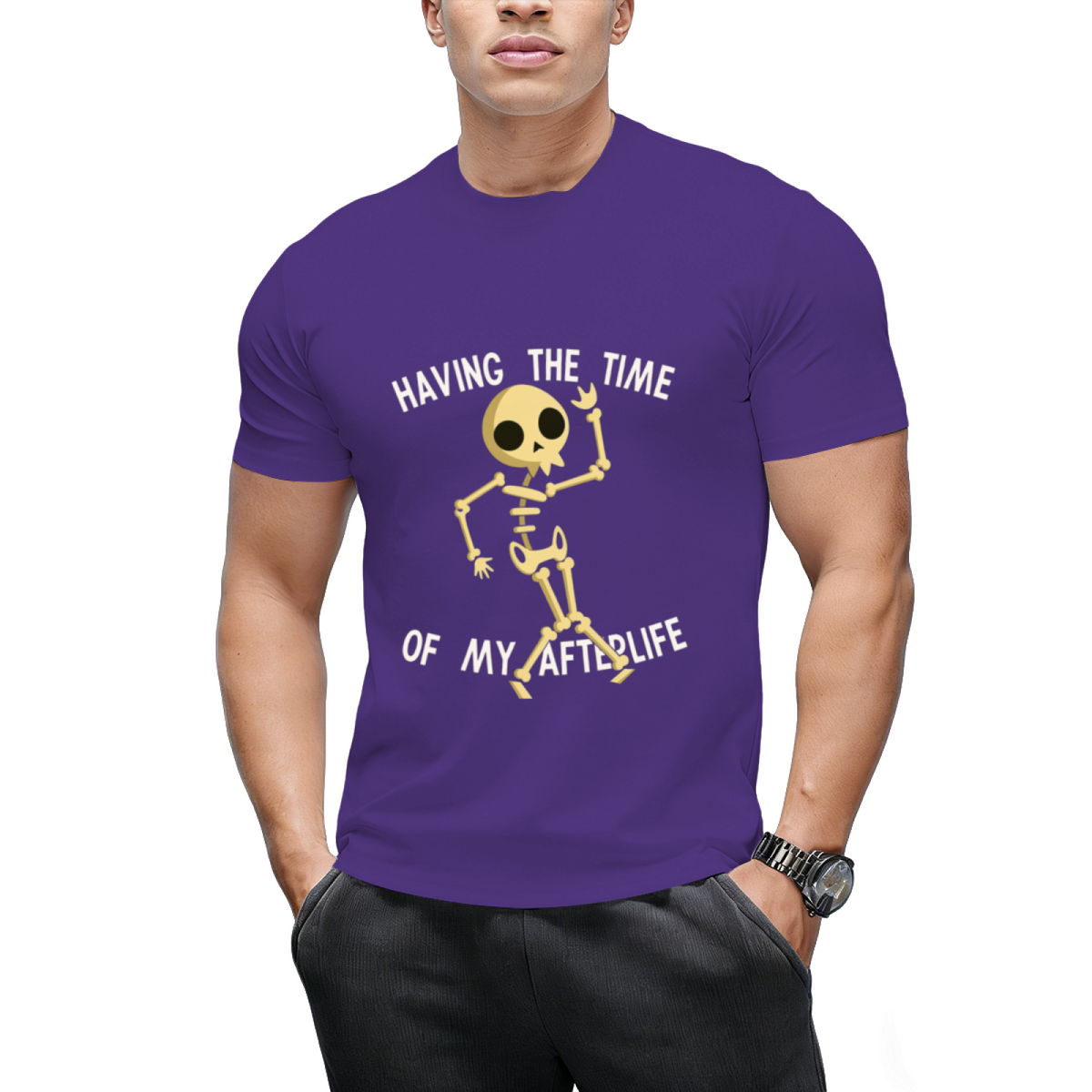 Funny Skeleton Halloween Having The Time Of My Afterlife T-Shirt