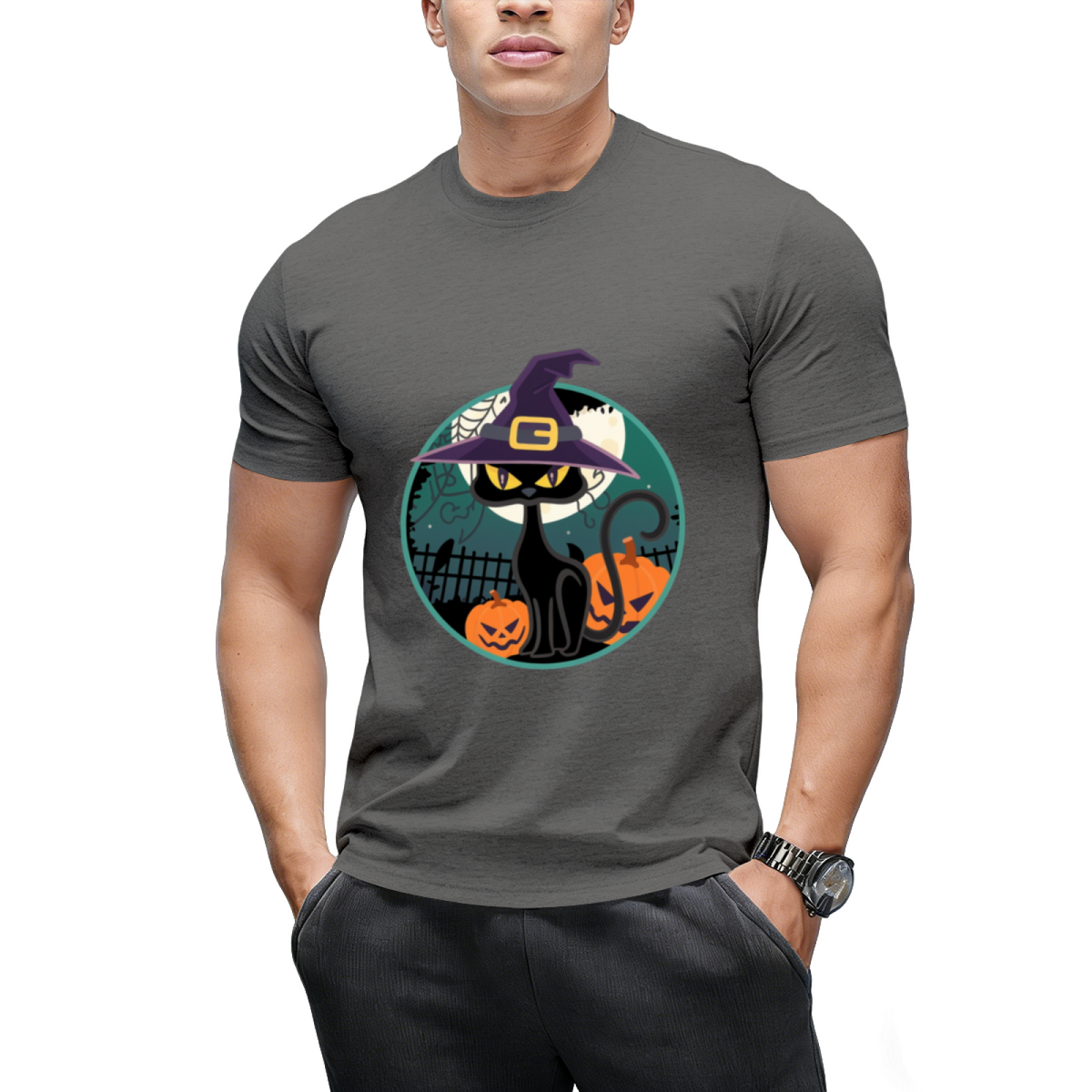 Halloween Witch Cat T-Shirt