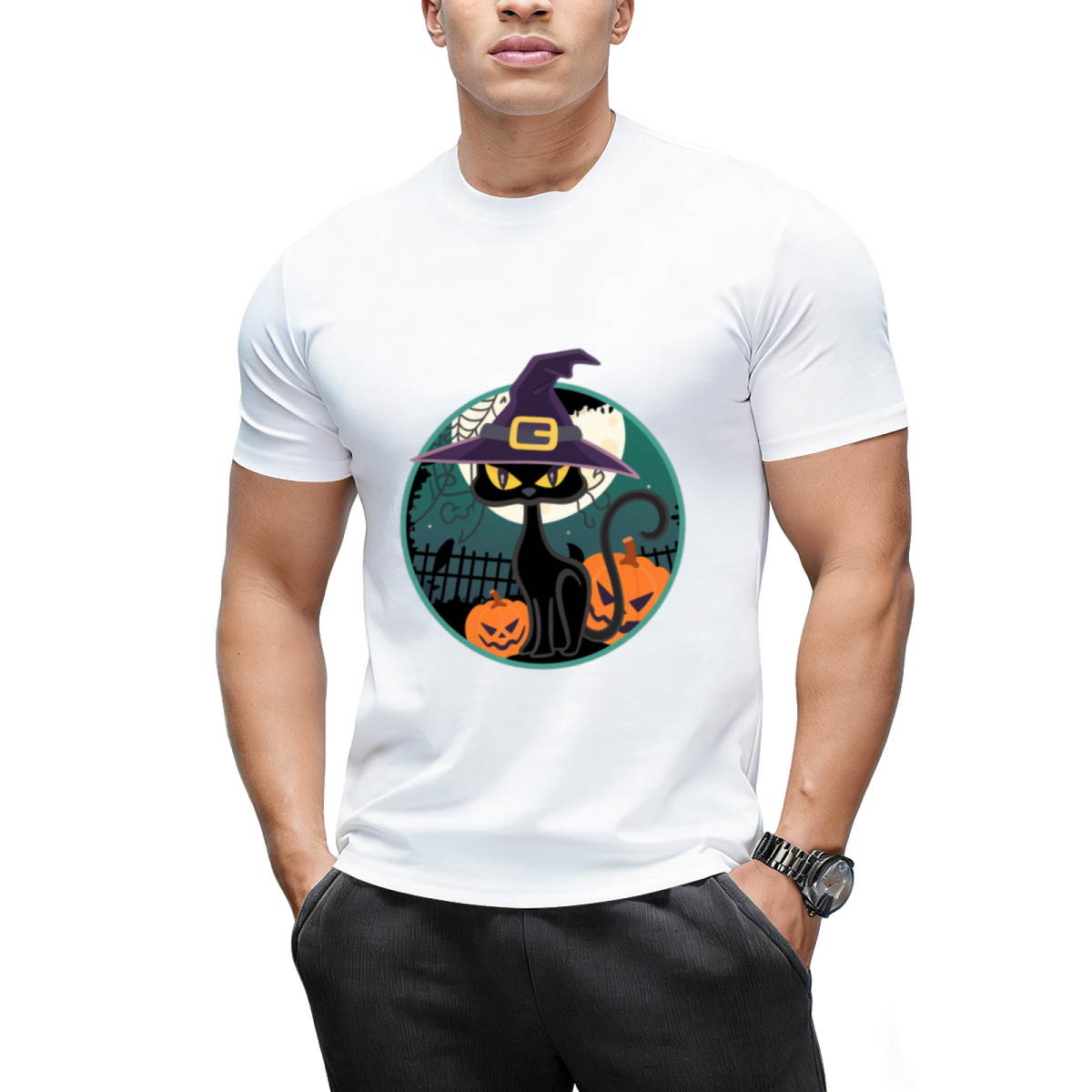 Halloween Witch Cat T-Shirt