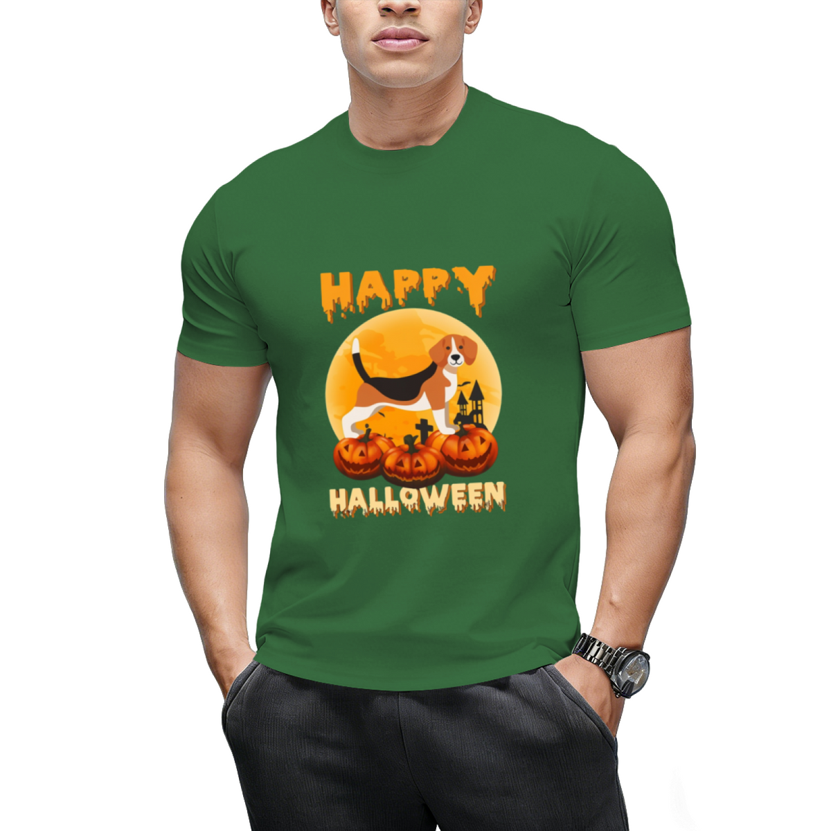 Beagle Halloween Scary Pumpkin Moon Costume T-Shirt