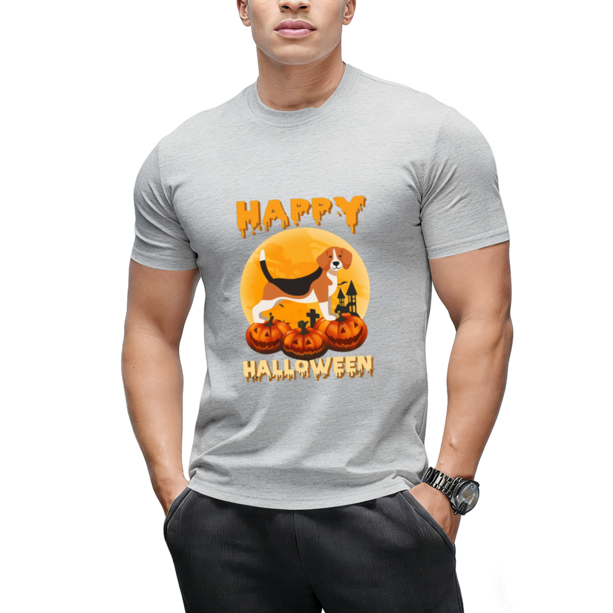 Beagle Halloween Scary Pumpkin Moon Costume T-Shirt