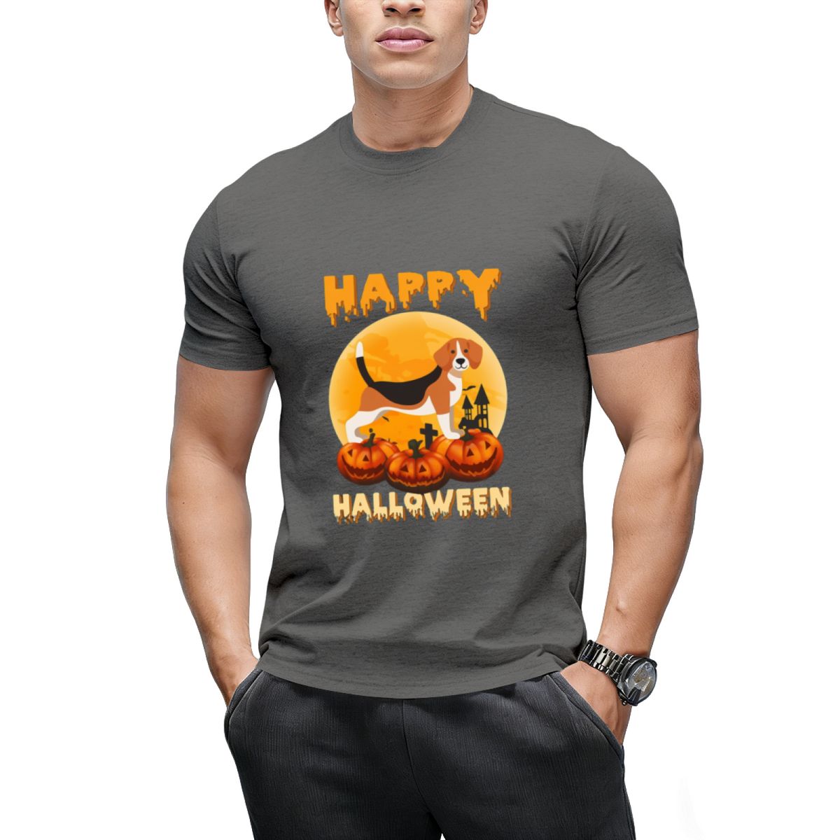 Beagle Halloween Scary Pumpkin Moon Costume T-Shirt