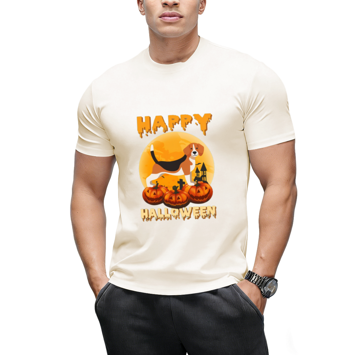 Beagle Halloween Scary Pumpkin Moon Costume T-Shirt