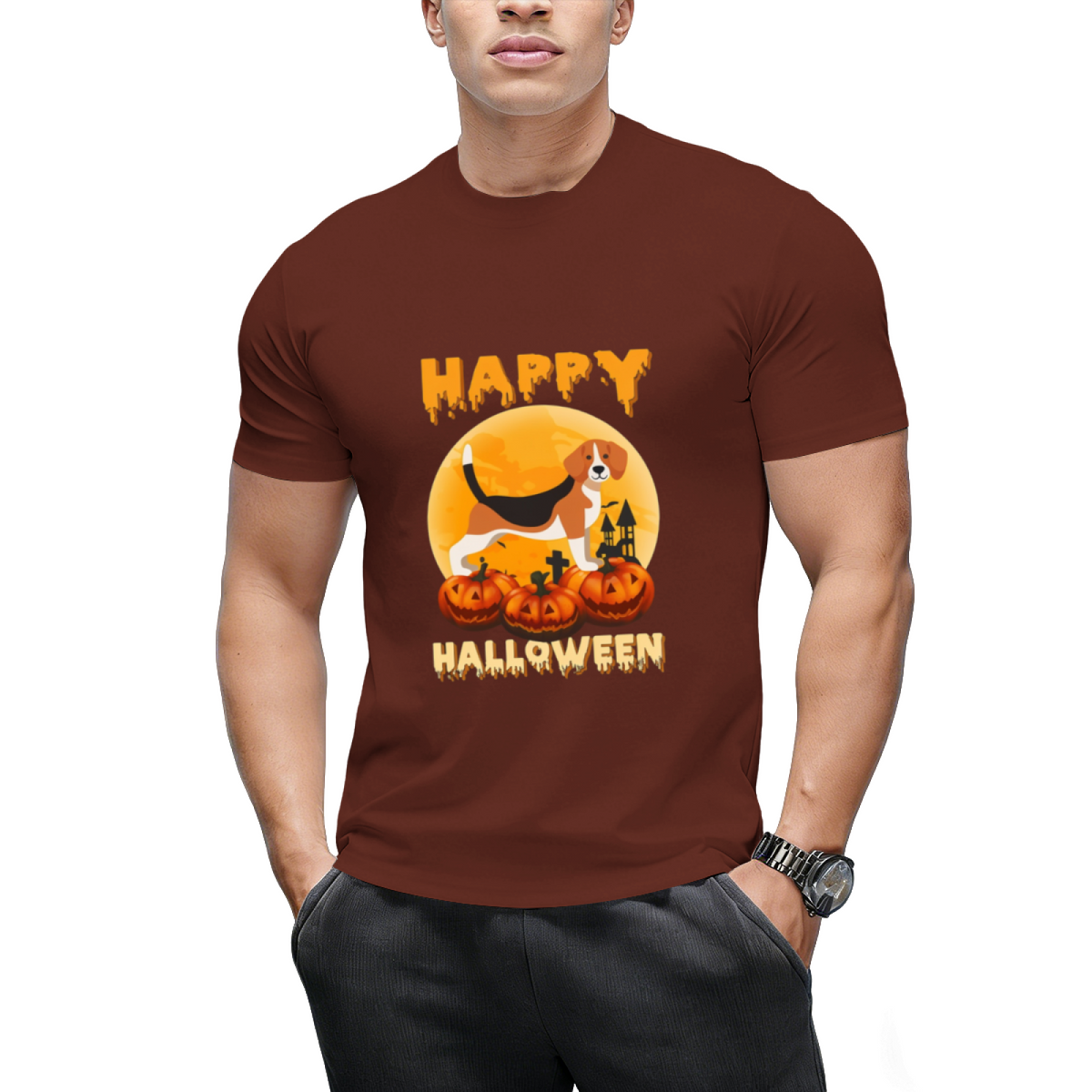 Beagle Halloween Scary Pumpkin Moon Costume T-Shirt
