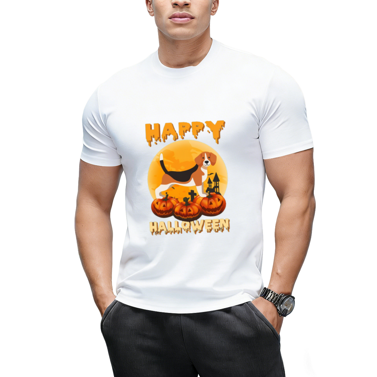 Beagle Halloween Scary Pumpkin Moon Costume T-Shirt