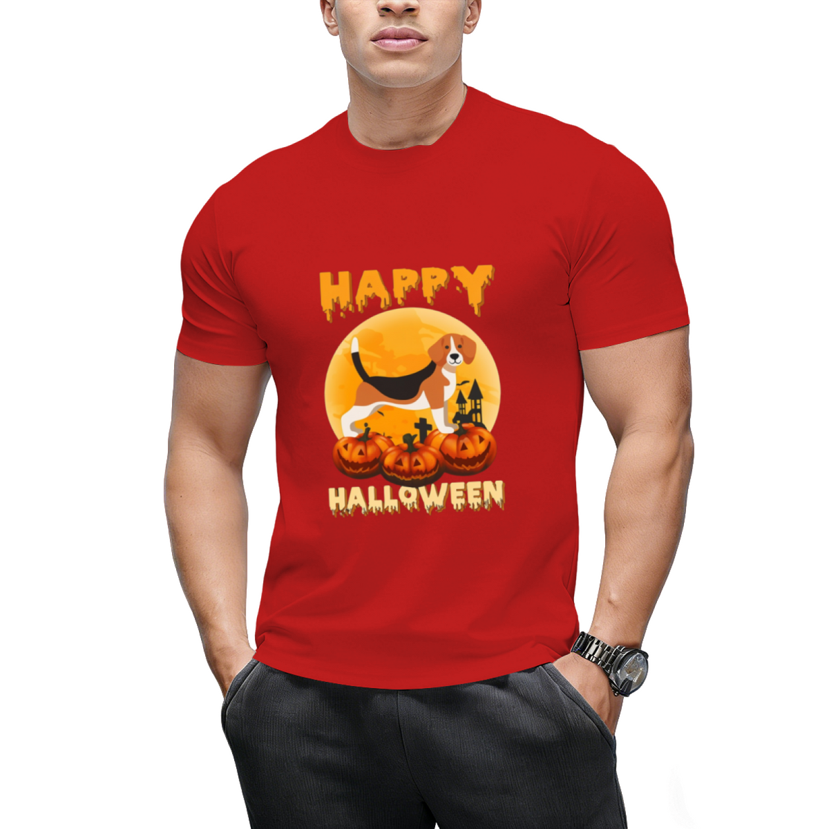 Beagle Halloween Scary Pumpkin Moon Costume T-Shirt