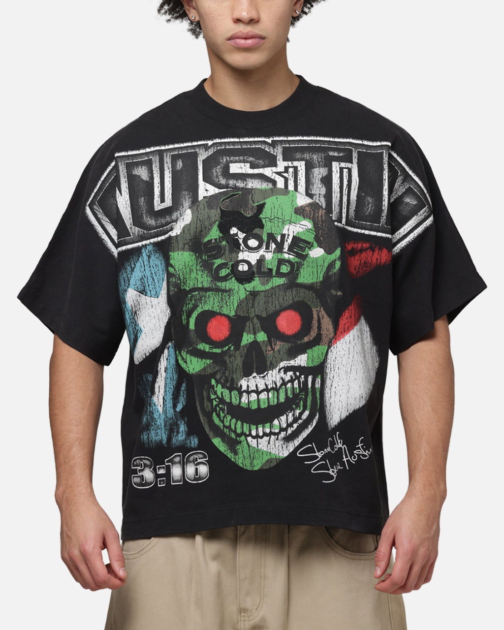 Loiter X WWE Stone Cold Vintage T-Shirt Vintage Black