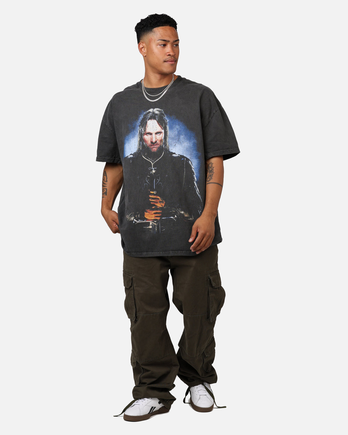 73Studio X The Lord Of The Rings Aragorn Heavyweight Vintage T-Shirt Black Wash