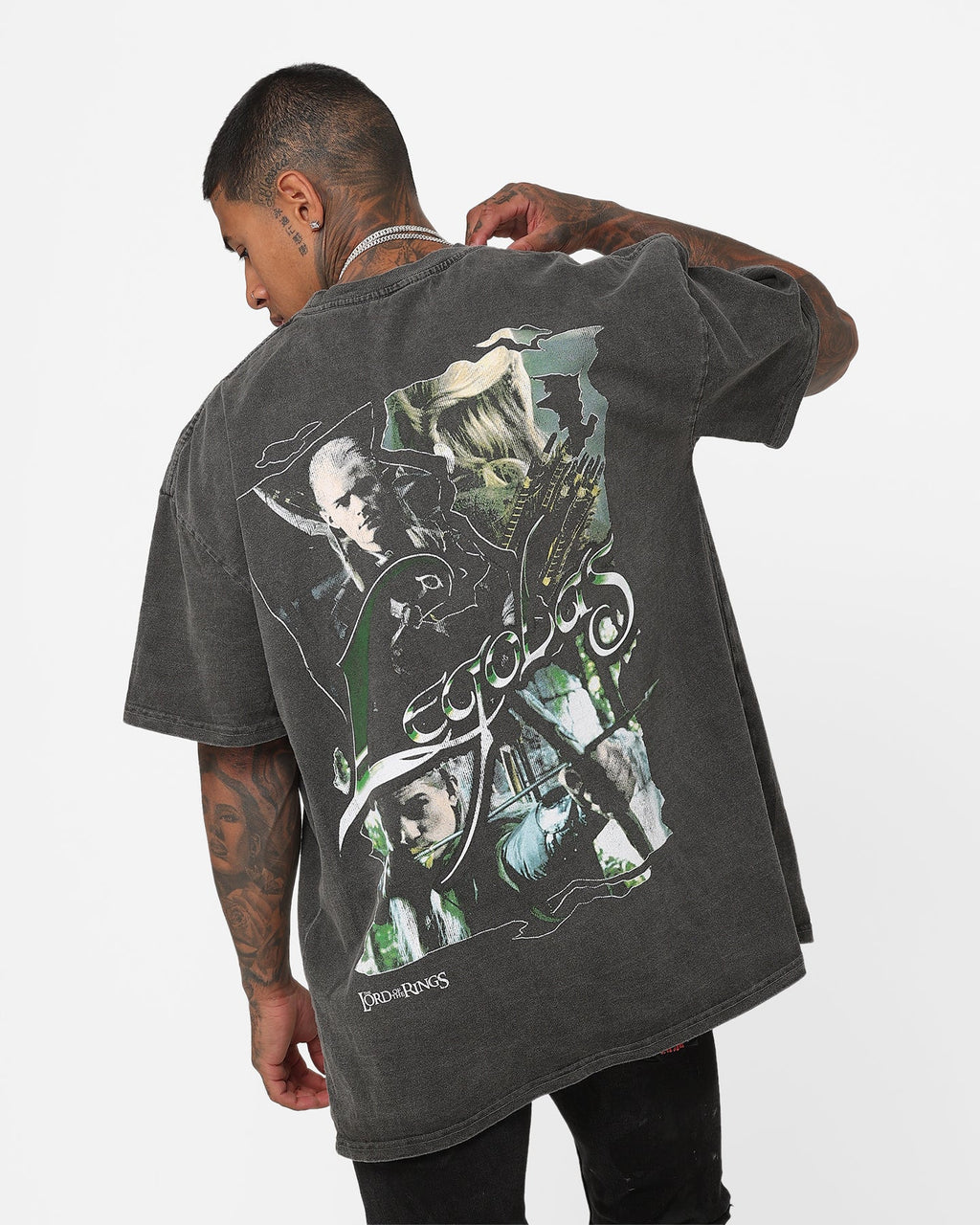 73Studio X The Lord Of The Rings Legolas Heavyweight Vintage T-Shirt Black Wash