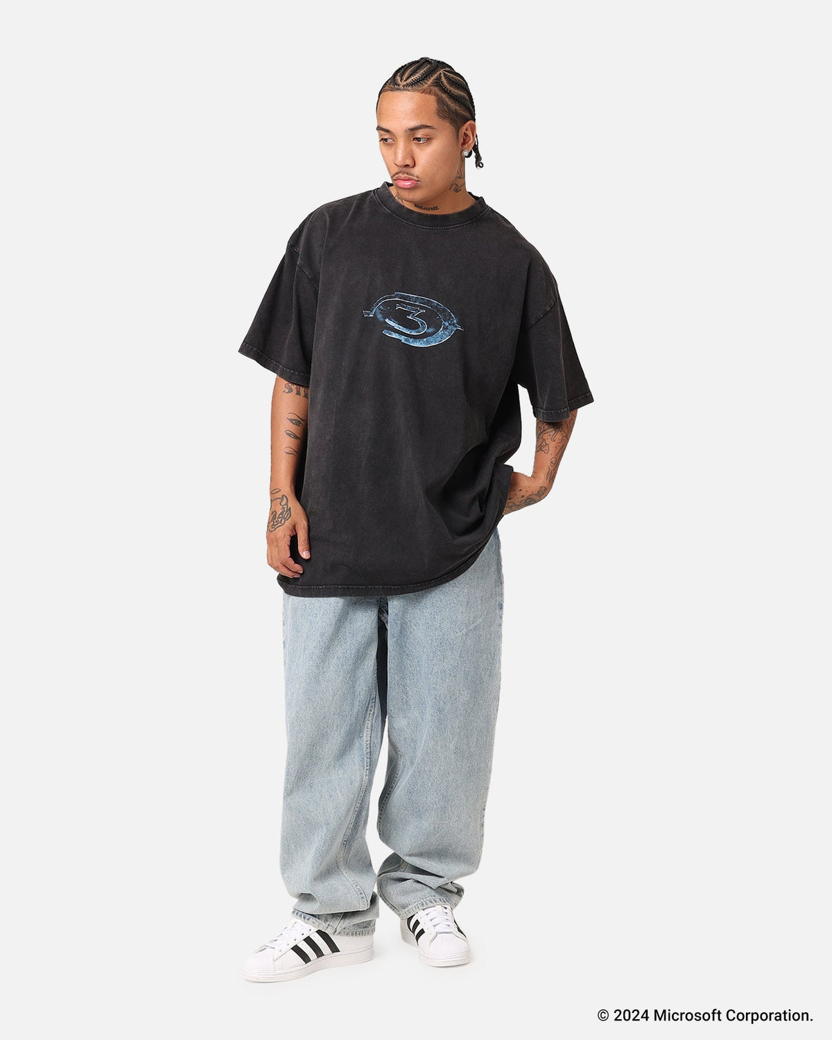 73Studio X Halo Halo 3 Vintage T-Shirt Black Acidwash