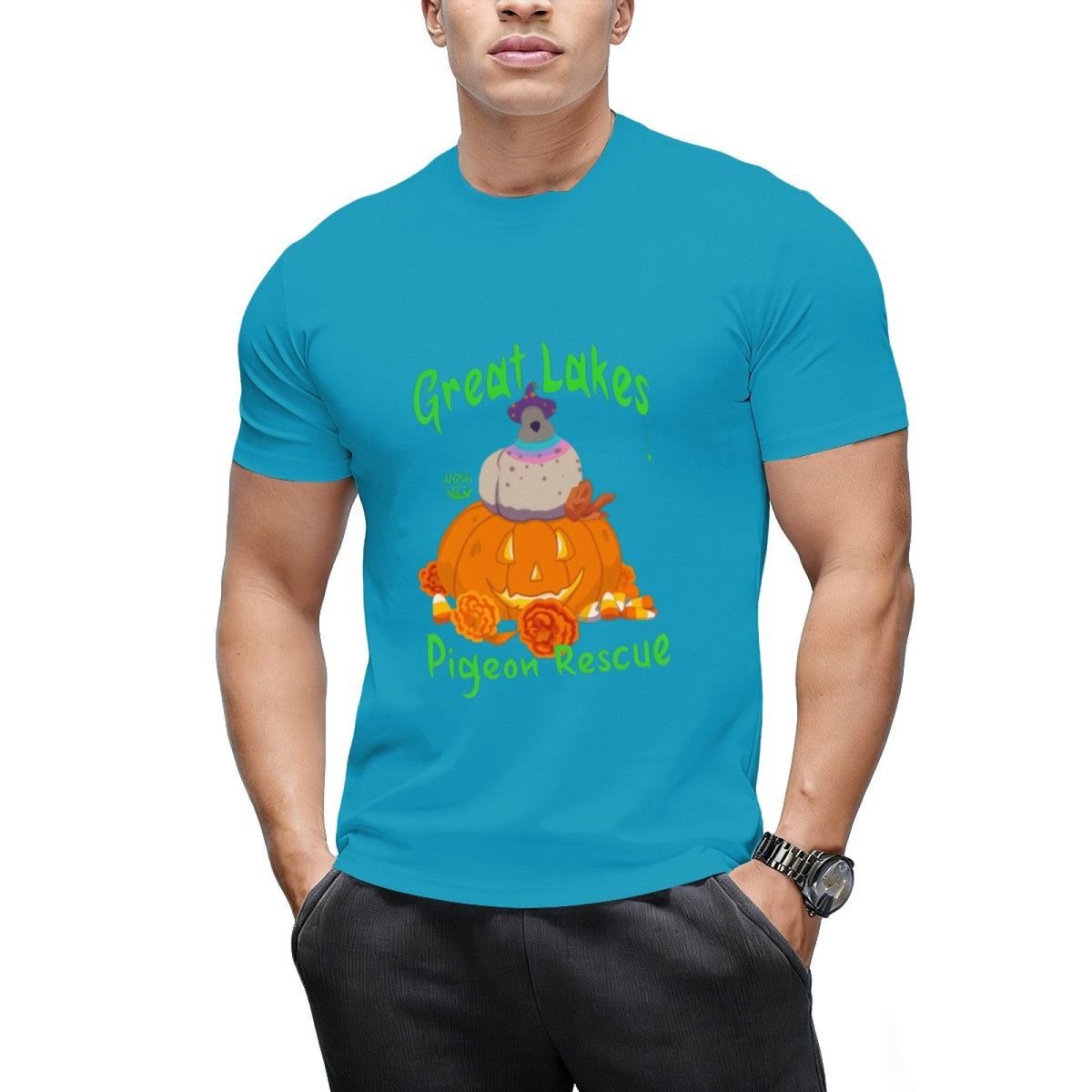 Halloween Pigeon by Pudgy Pigeons (Green) T-Shirt