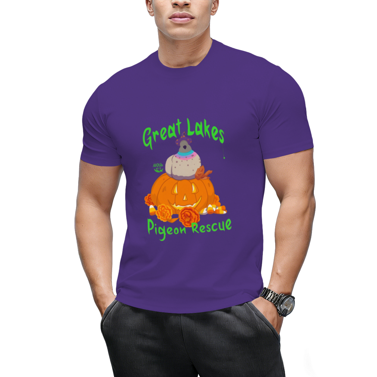 Halloween Pigeon by Pudgy Pigeons (Green) T-Shirt