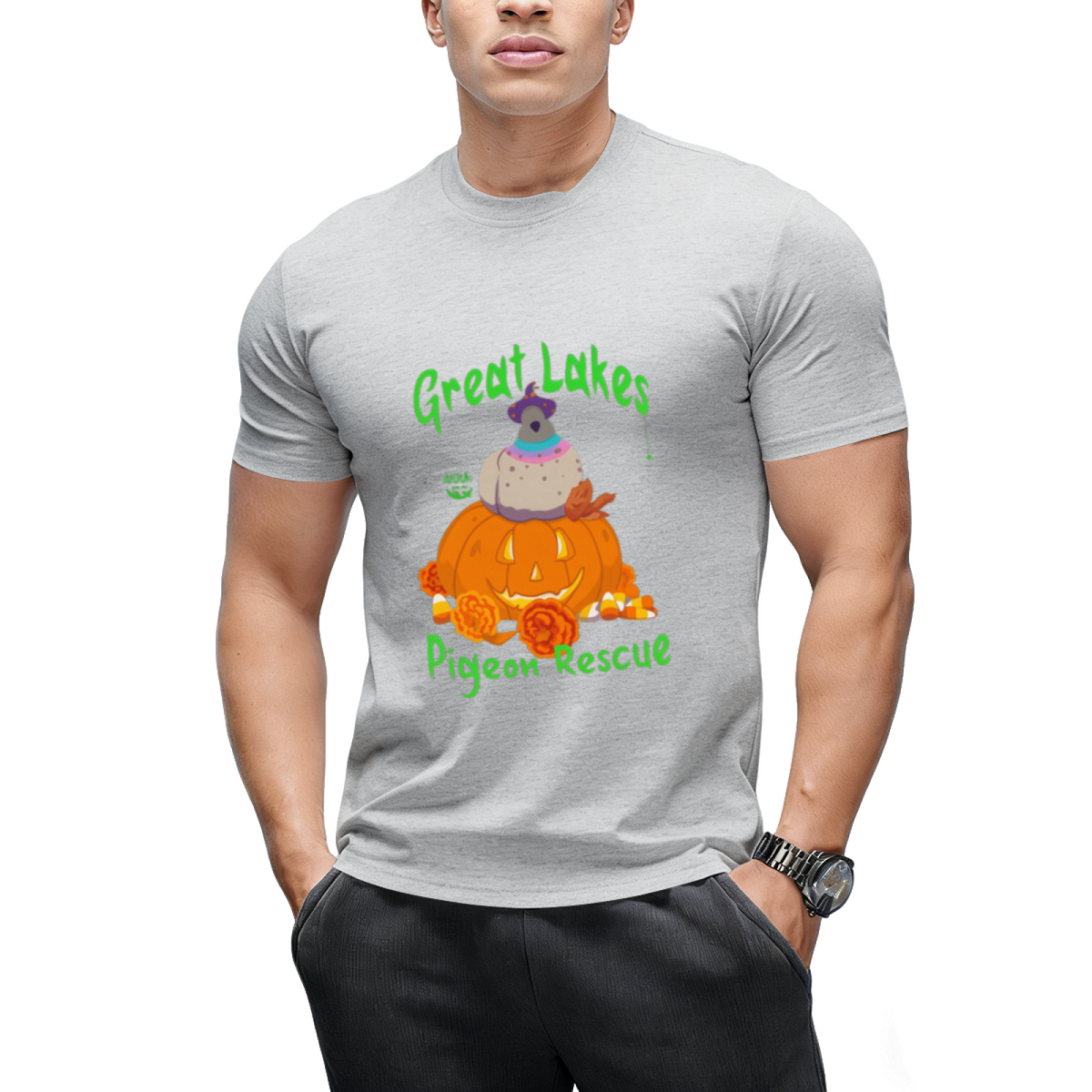 Halloween Pigeon by Pudgy Pigeons (Green) T-Shirt
