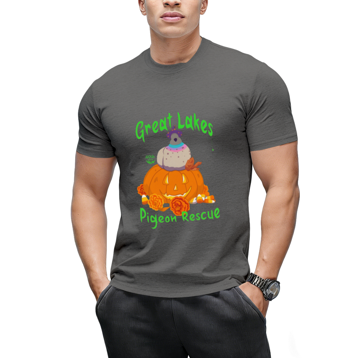 Halloween Pigeon by Pudgy Pigeons (Green) T-Shirt