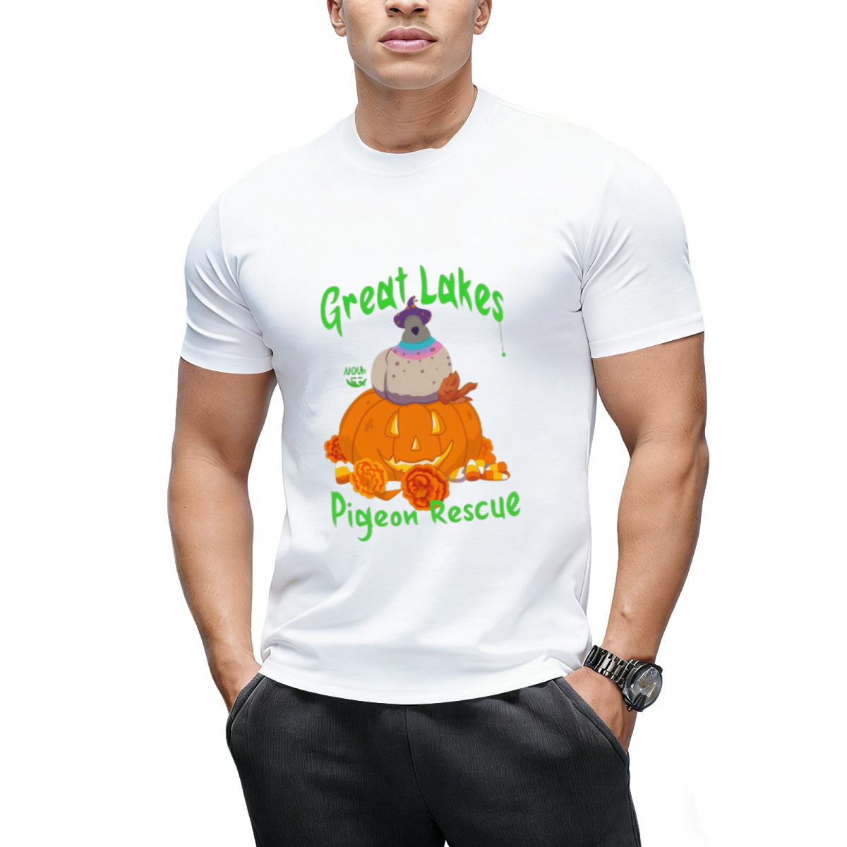 Halloween Pigeon by Pudgy Pigeons (Green) T-Shirt