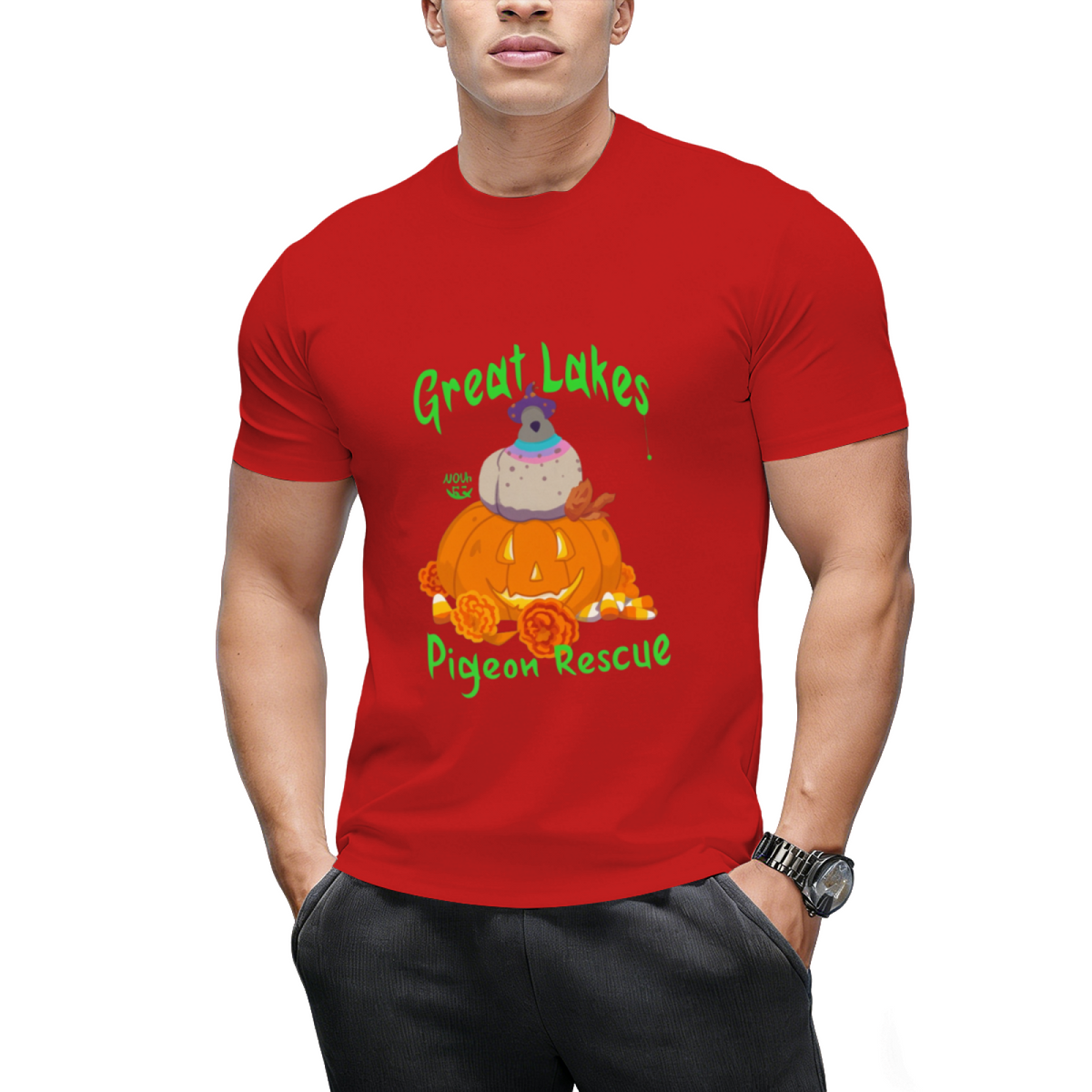 Halloween Pigeon by Pudgy Pigeons (Green) T-Shirt