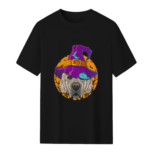 Golden Retriever Witch Funny Halloween Costume Creepy Moon T-Shirt