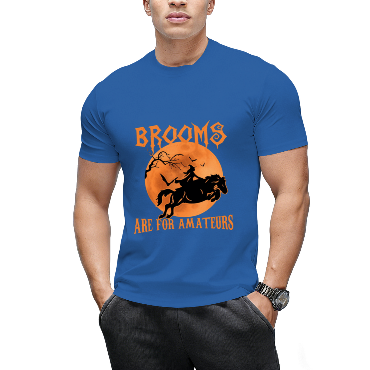 Brooms Are For Amateurs Horse Riding Funny Halloween Costume T-Shirt