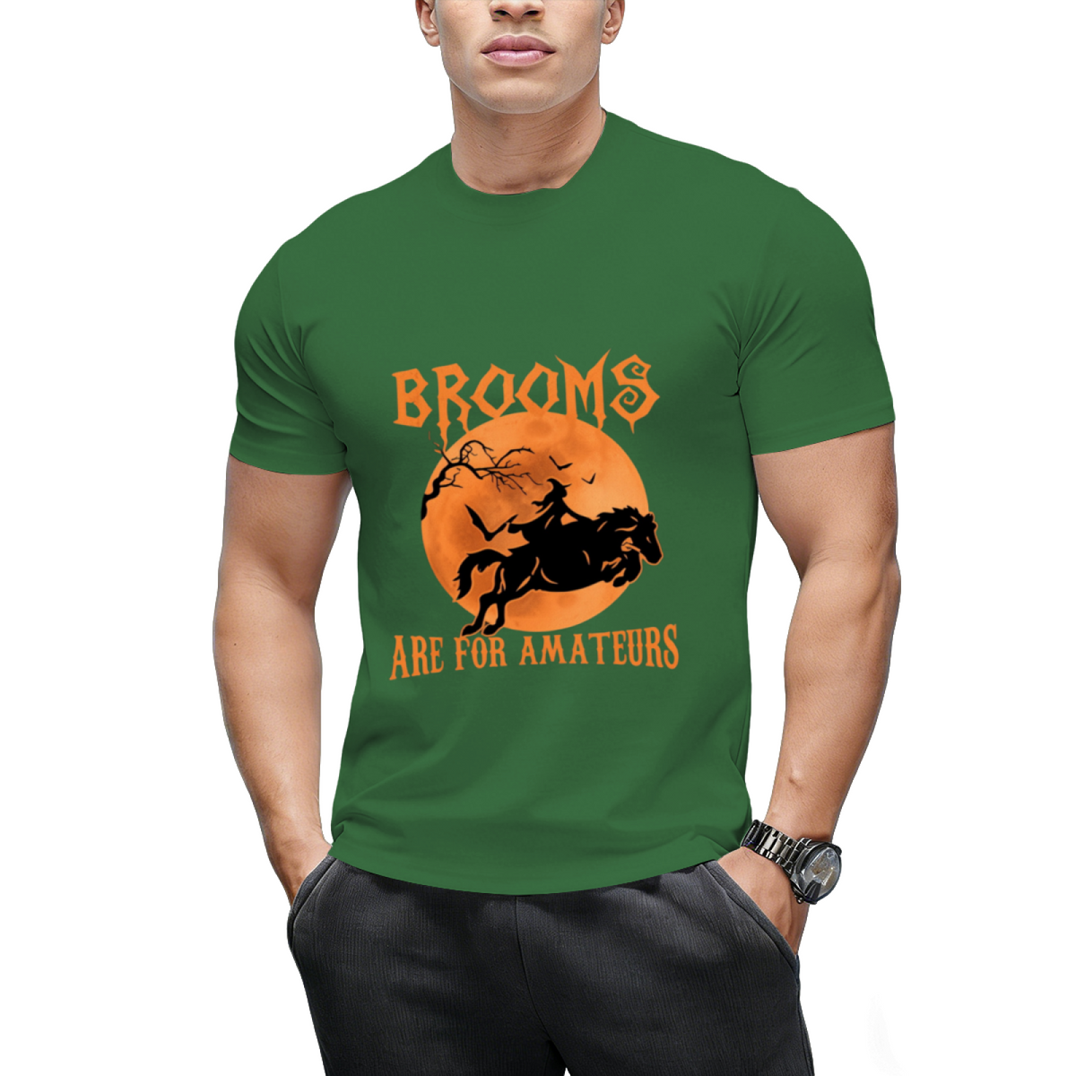 Brooms Are For Amateurs Horse Riding Funny Halloween Costume T-Shirt