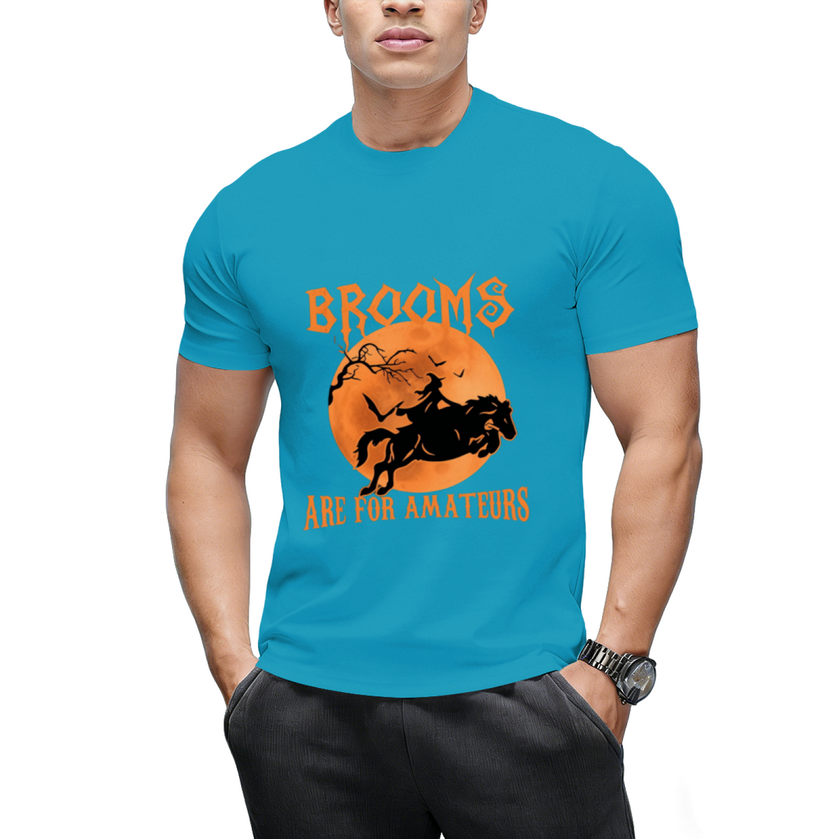 Brooms Are For Amateurs Horse Riding Funny Halloween Costume T-Shirt