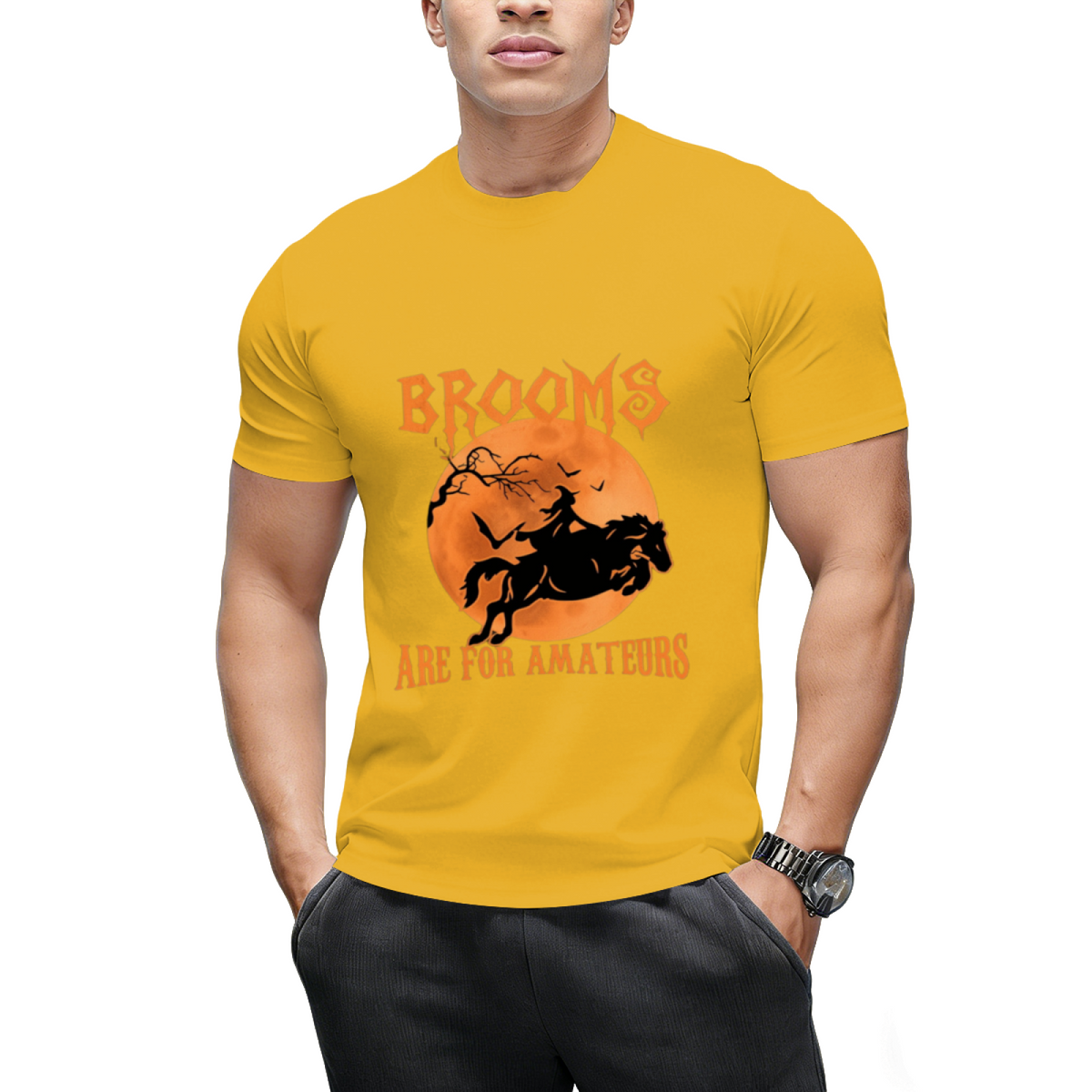 Brooms Are For Amateurs Horse Riding Funny Halloween Costume T-Shirt