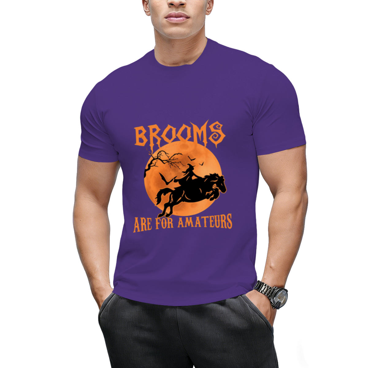 Brooms Are For Amateurs Horse Riding Funny Halloween Costume T-Shirt