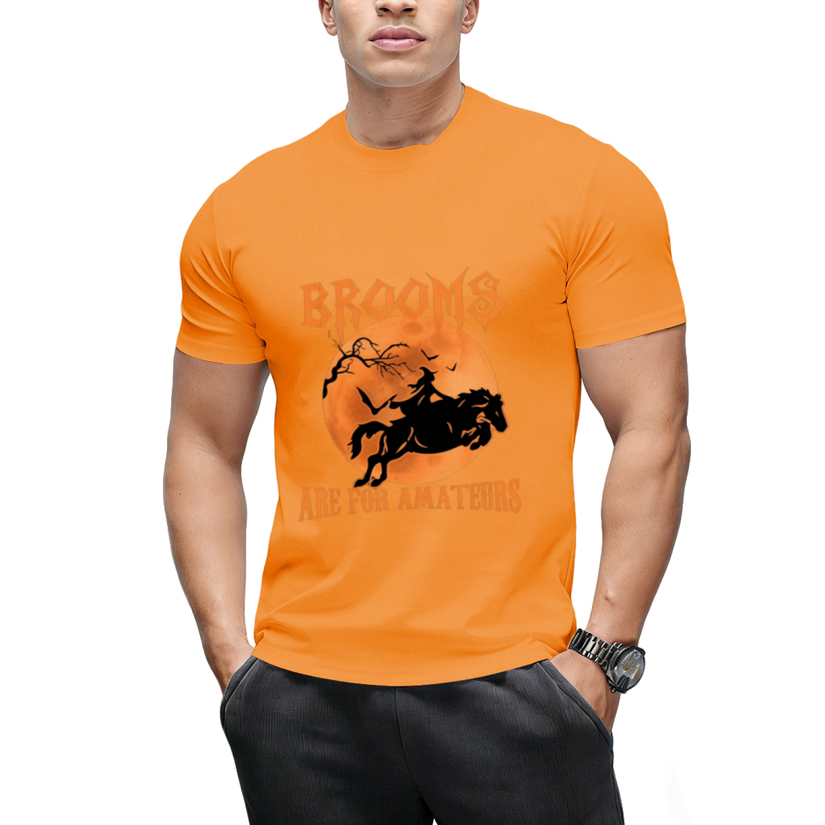 Brooms Are For Amateurs Horse Riding Funny Halloween Costume T-Shirt