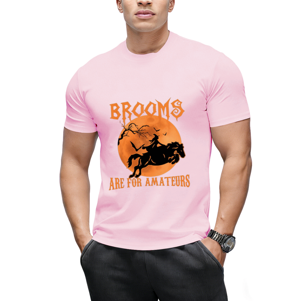 Brooms Are For Amateurs Horse Riding Funny Halloween Costume T-Shirt