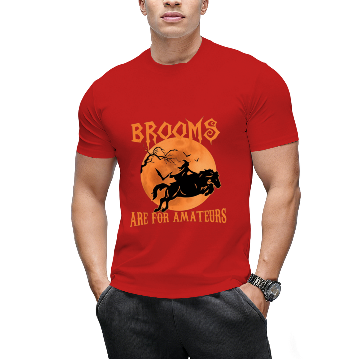 Brooms Are For Amateurs Horse Riding Funny Halloween Costume T-Shirt