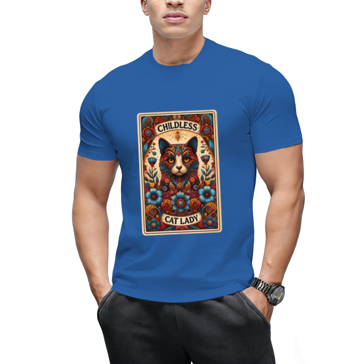 Halloween Childless Cat Lady Tarot Card Cat Lover T-Shirt