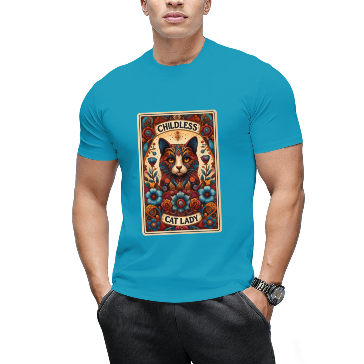 Halloween Childless Cat Lady Tarot Card Cat Lover T-Shirt