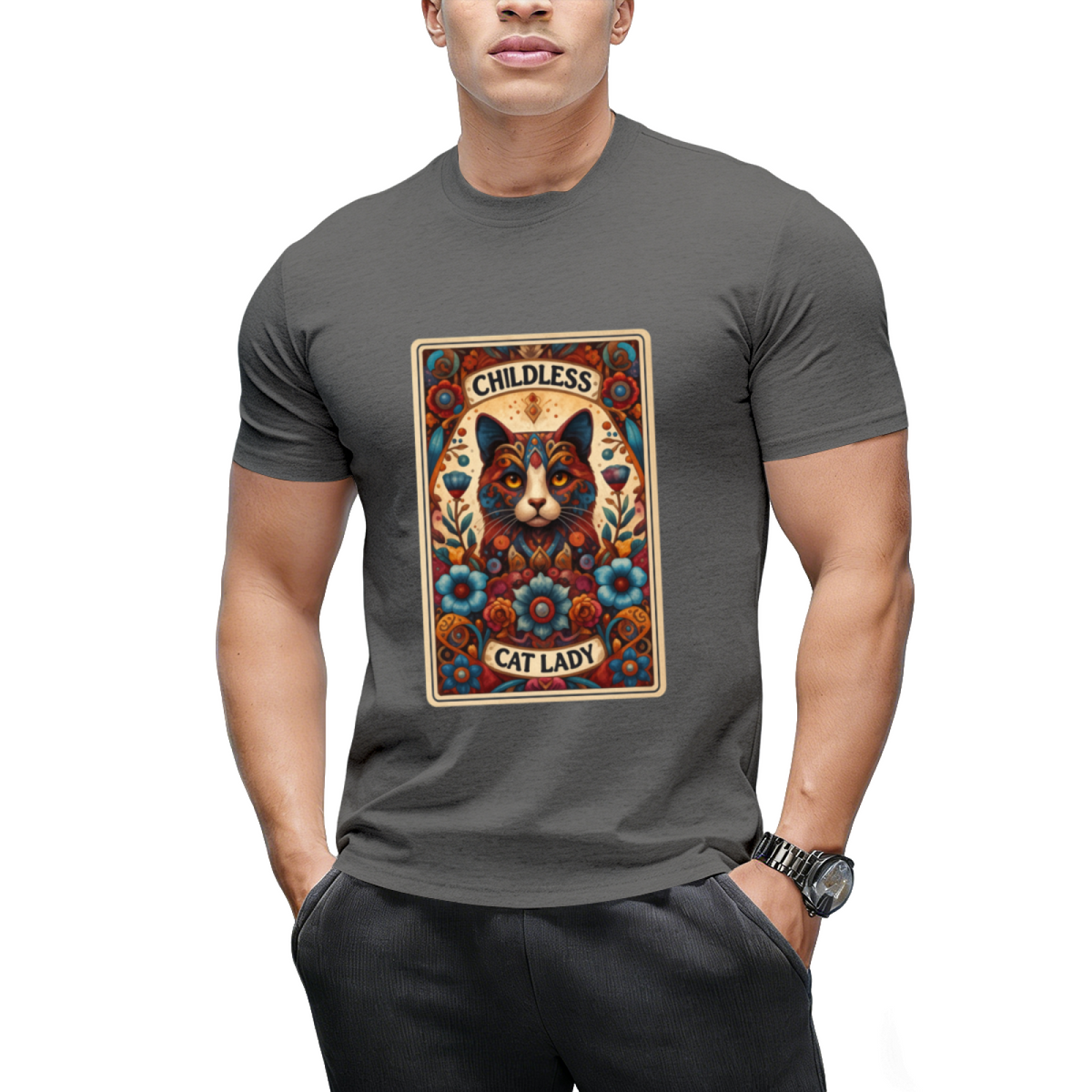 Halloween Childless Cat Lady Tarot Card Cat Lover T-Shirt