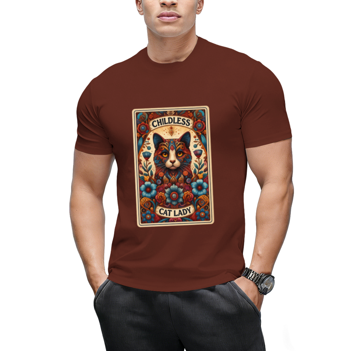 Halloween Childless Cat Lady Tarot Card Cat Lover T-Shirt