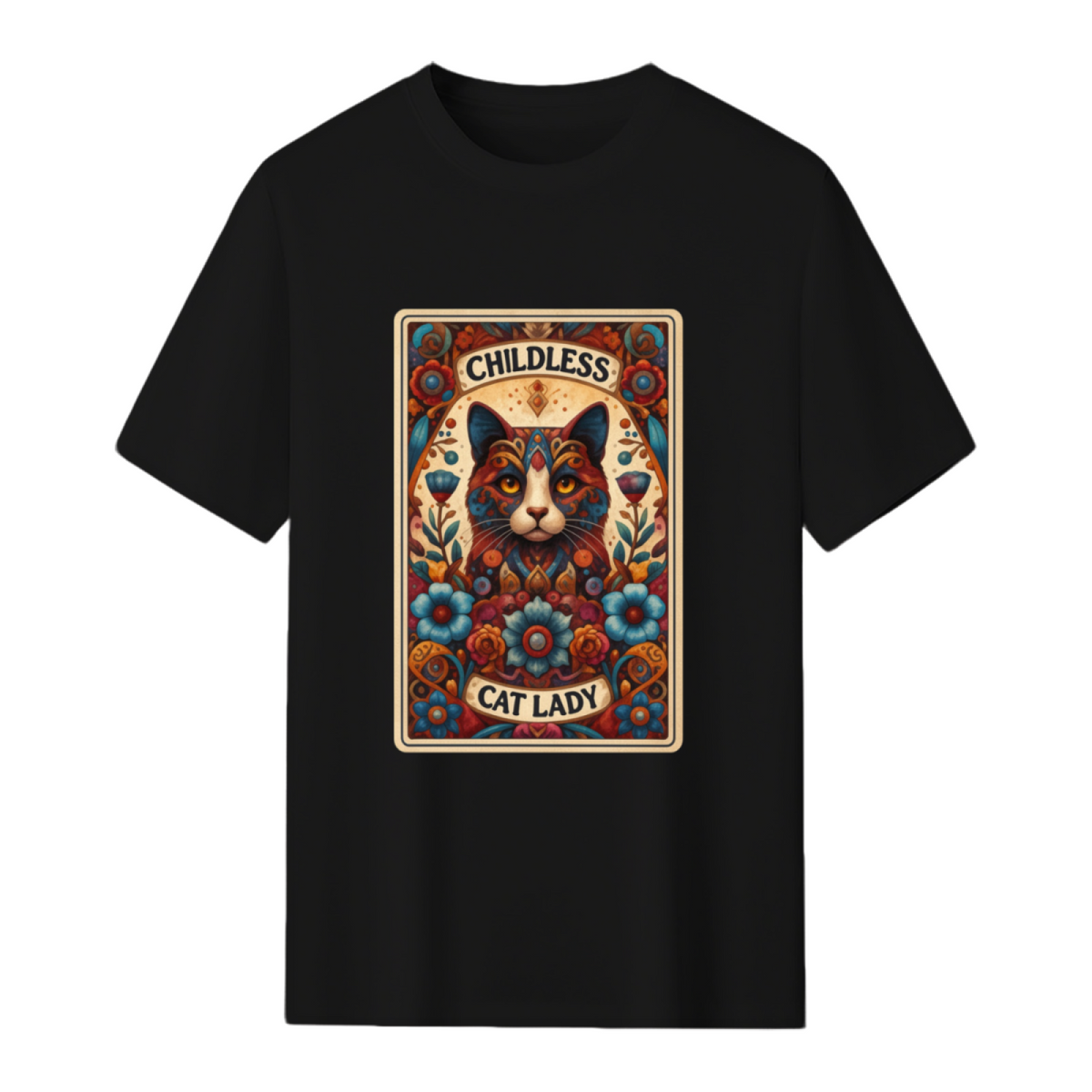 Halloween Childless Cat Lady Tarot Card Cat Lover T-Shirt