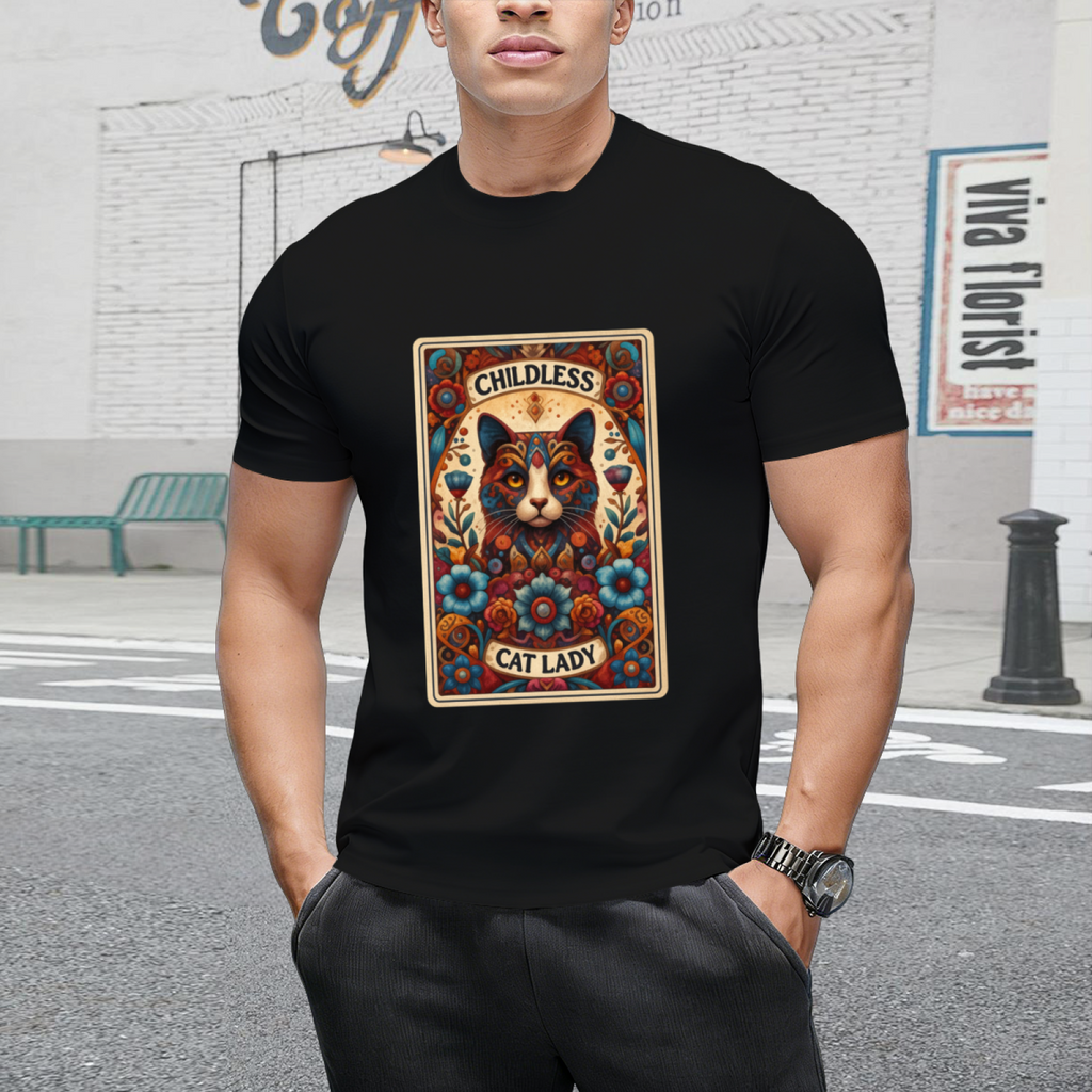 Halloween Childless Cat Lady Tarot Card Cat Lover T-Shirt