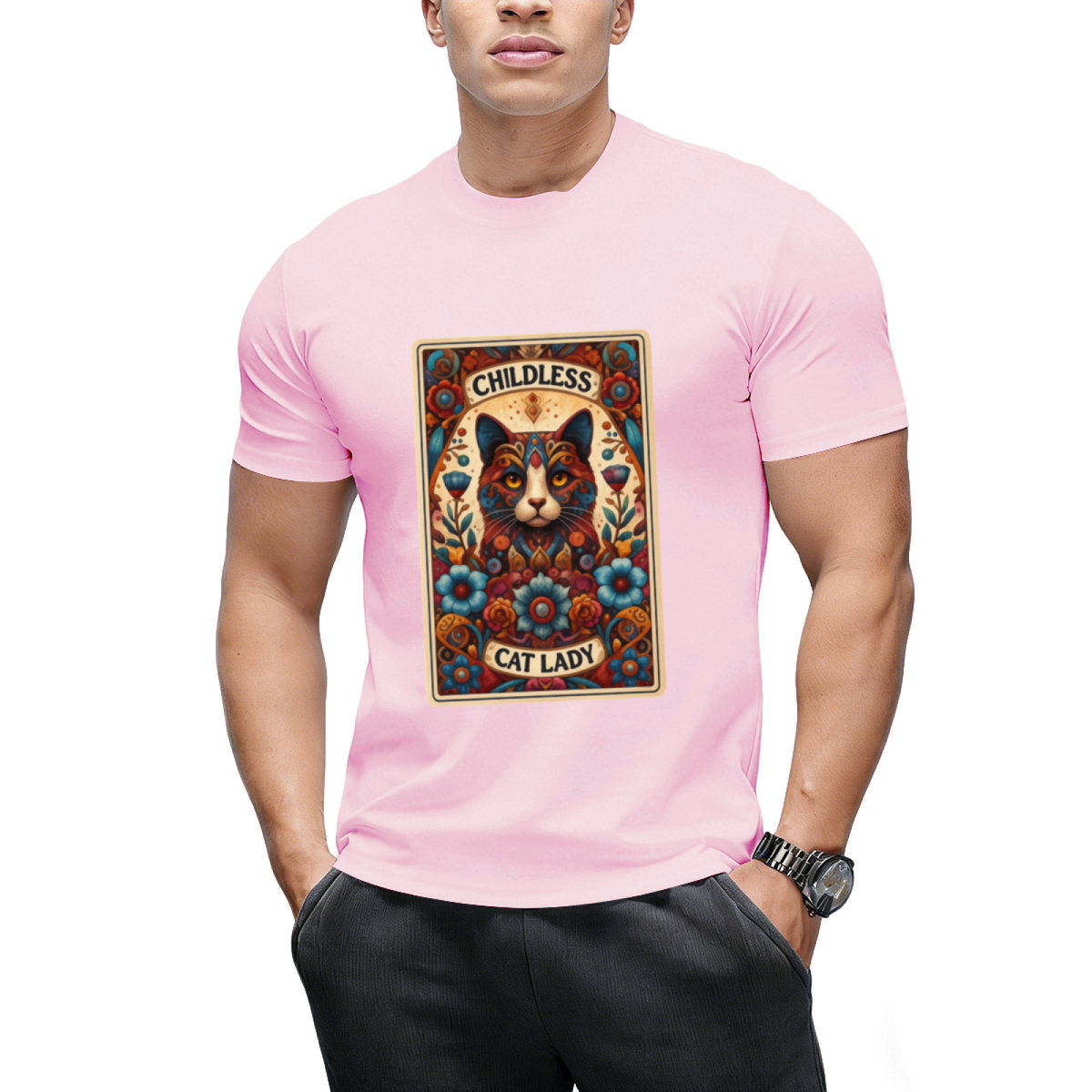 Halloween Childless Cat Lady Tarot Card Cat Lover T-Shirt
