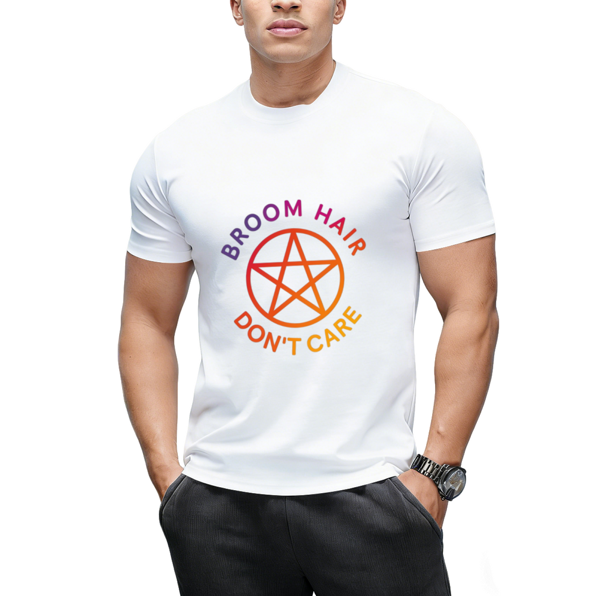 Broom Hair Don't Care Funny Pagan Wiccan Cheeky Witch® T-Shirt