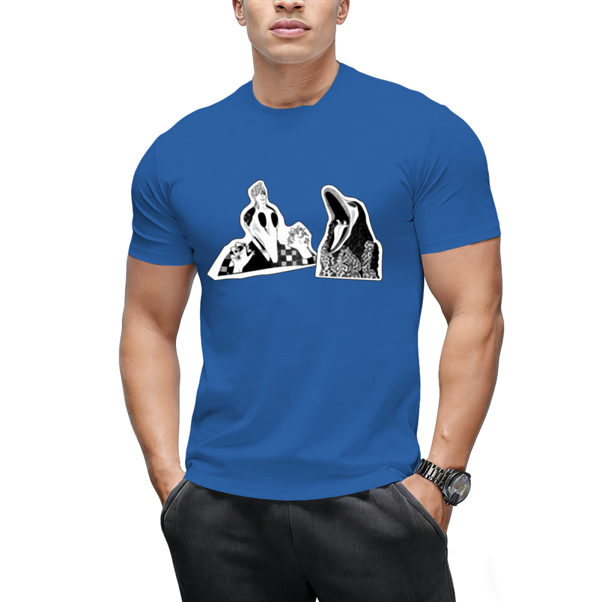 Adam  Barbara Ghost Halloween Inspired 80's Monster Couple T-Shirt