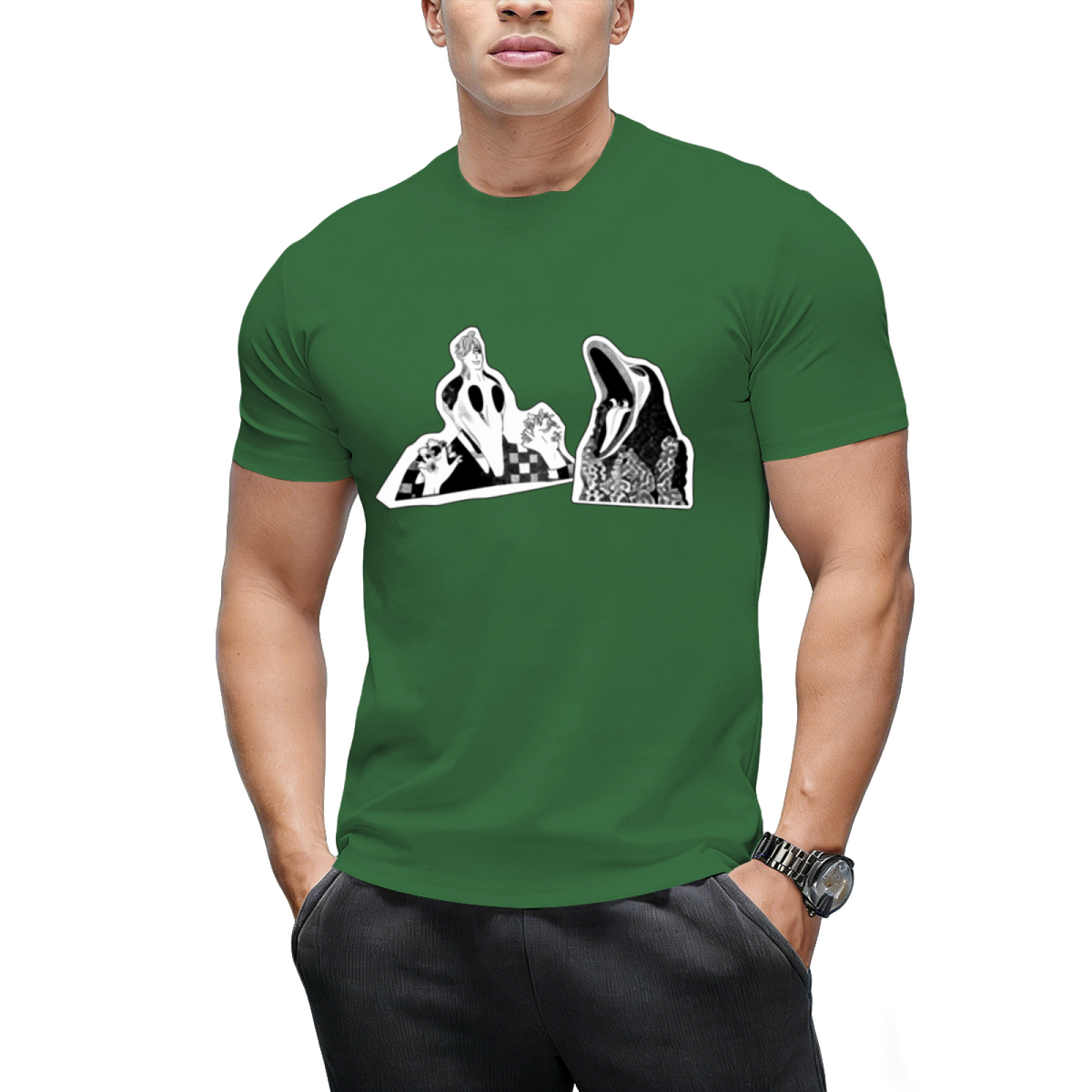 Adam  Barbara Ghost Halloween Inspired 80's Monster Couple T-Shirt