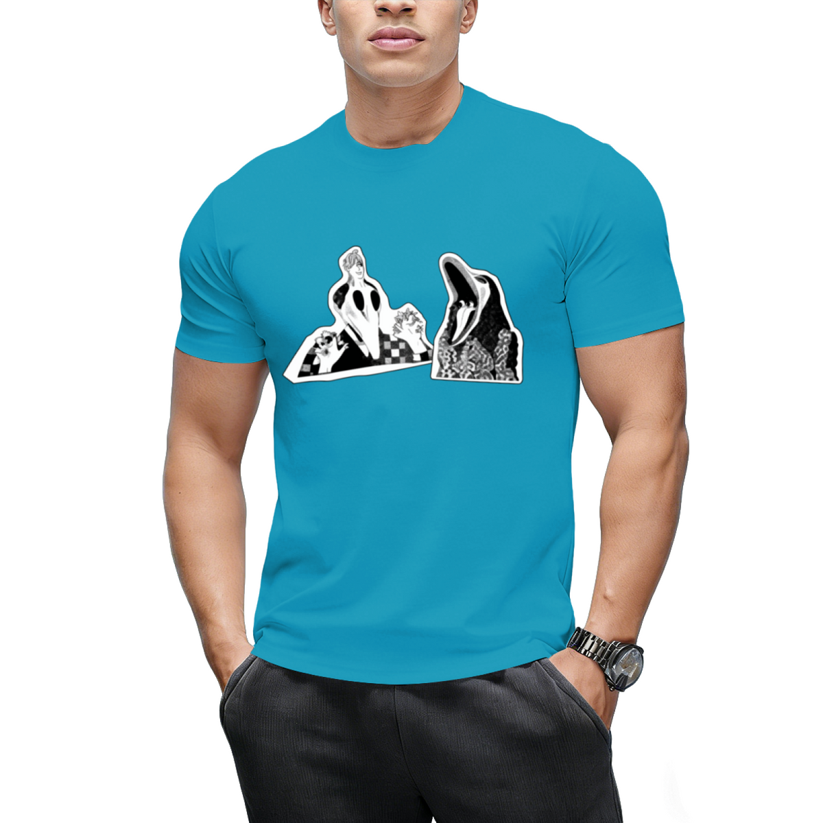 Adam  Barbara Ghost Halloween Inspired 80's Monster Couple T-Shirt