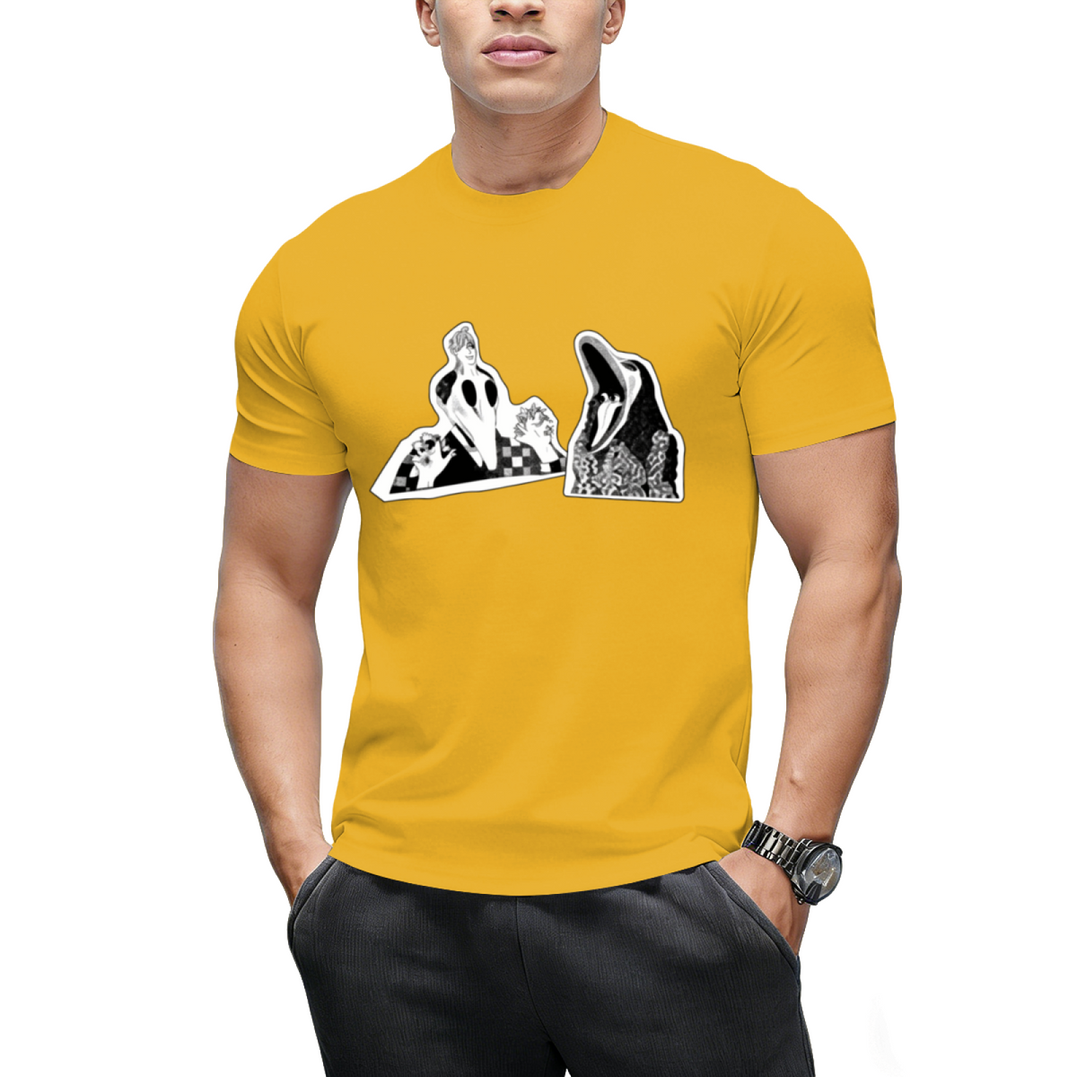 Adam  Barbara Ghost Halloween Inspired 80's Monster Couple T-Shirt