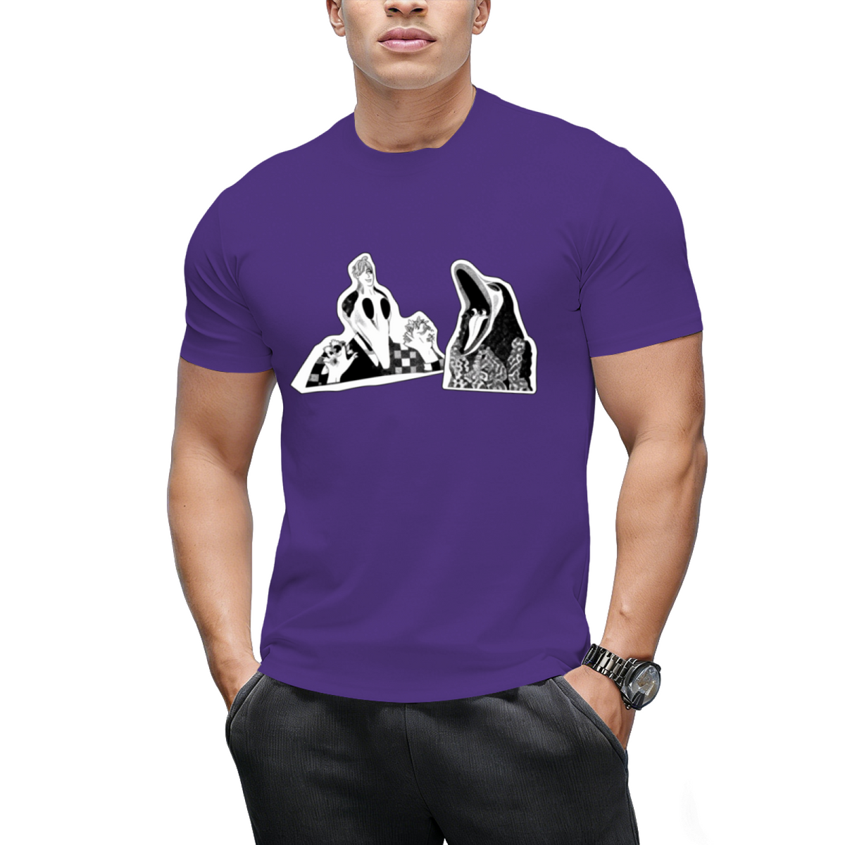 Adam  Barbara Ghost Halloween Inspired 80's Monster Couple T-Shirt